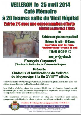 Affiche Café Mémoire Châteaux et fortifications de Velleron